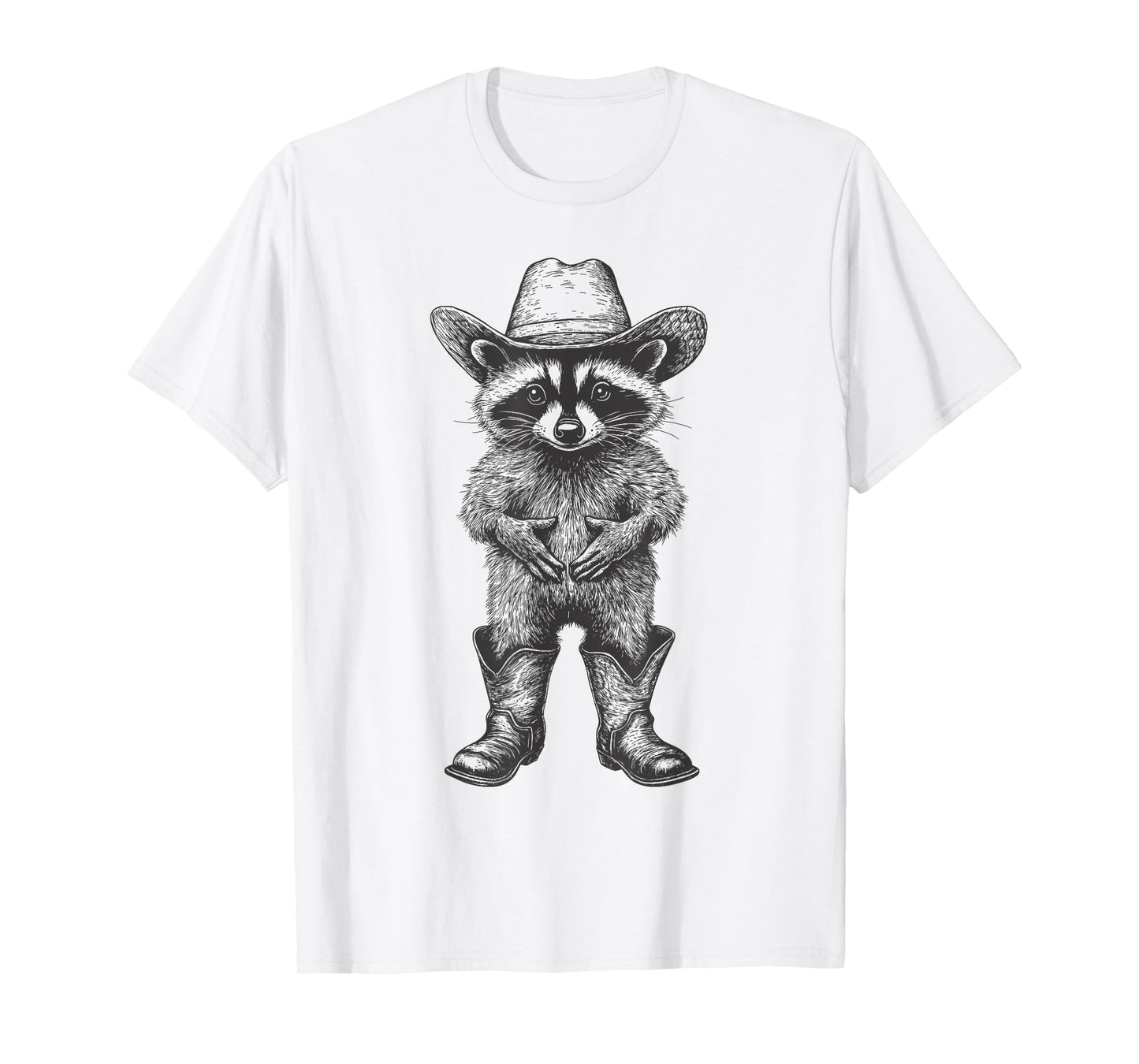 Raccoon Cowboy Hat Funny Western Cute Raccoon Lover Vintage T-Shirt