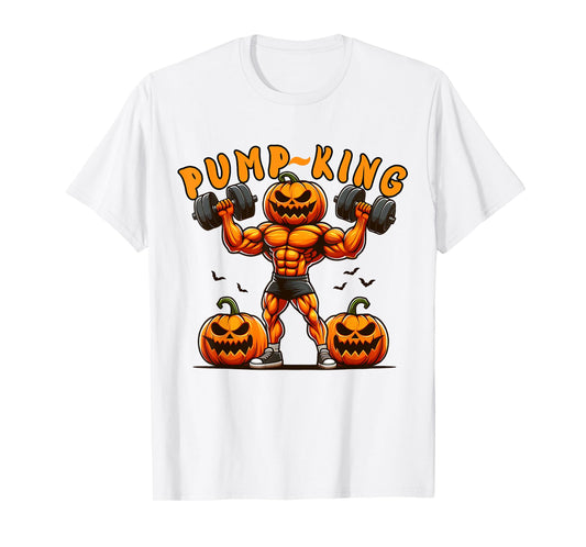 Funny Pump King Halloween Workout Lifting Pumpkin Gym Spooky T-Shirt