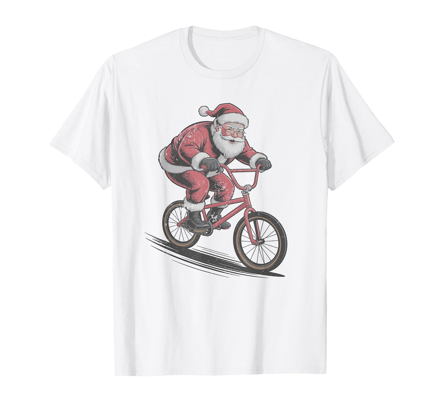 Santa Riding BMX Retro Christmas Holiday Sports Vintage 90s T-Shirt