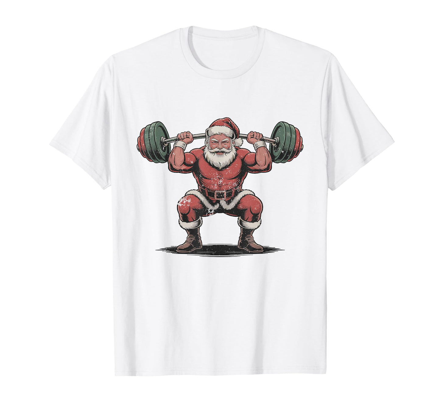 Vintage Santa Weightlifting Retro Christmas Holiday Sports T-Shirt