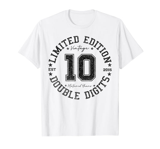 Official Double Digits 10 Year Old Gifts 10th Birthday 2015 T-Shirt