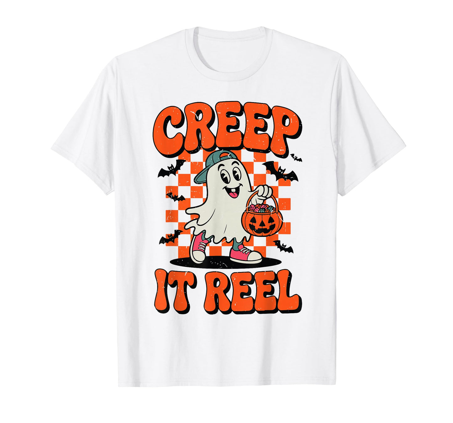 Ghost Baseball Cap Creep It Real Toddler Boy Funny Halloween T-Shirt