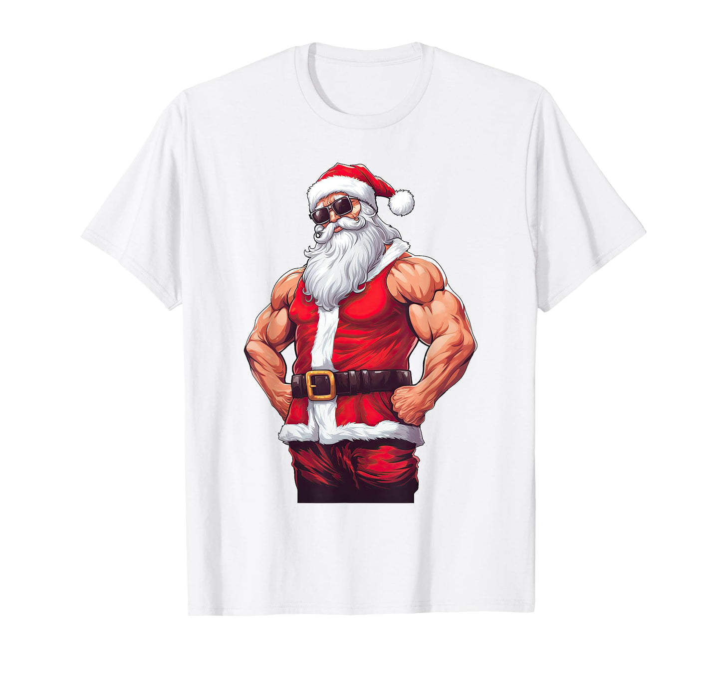 Muscular Santa Claus Bodybuilding Fitness Gym Christmas Xmas T-Shirt