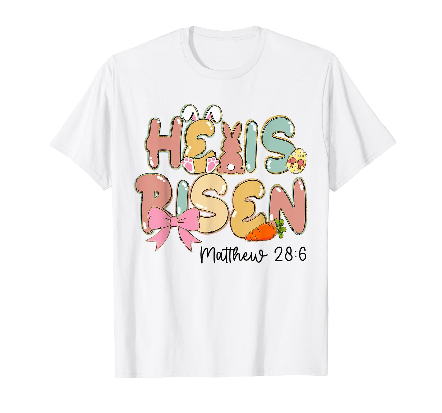 He Is Risen Christian Easter Bunny Jesus Resurrection Girls T-Shirt