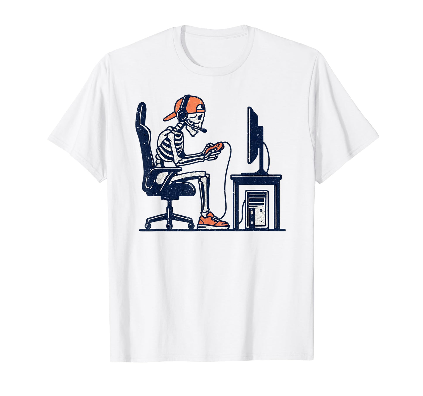 Vintage Halloween Skeleton Gamer Funny Spooky Costume T-Shirt
