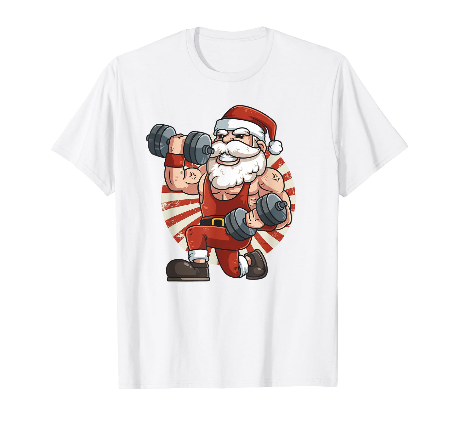 Santa Claus Weightlifting Gym Fitness Training Christmas T-Shirt