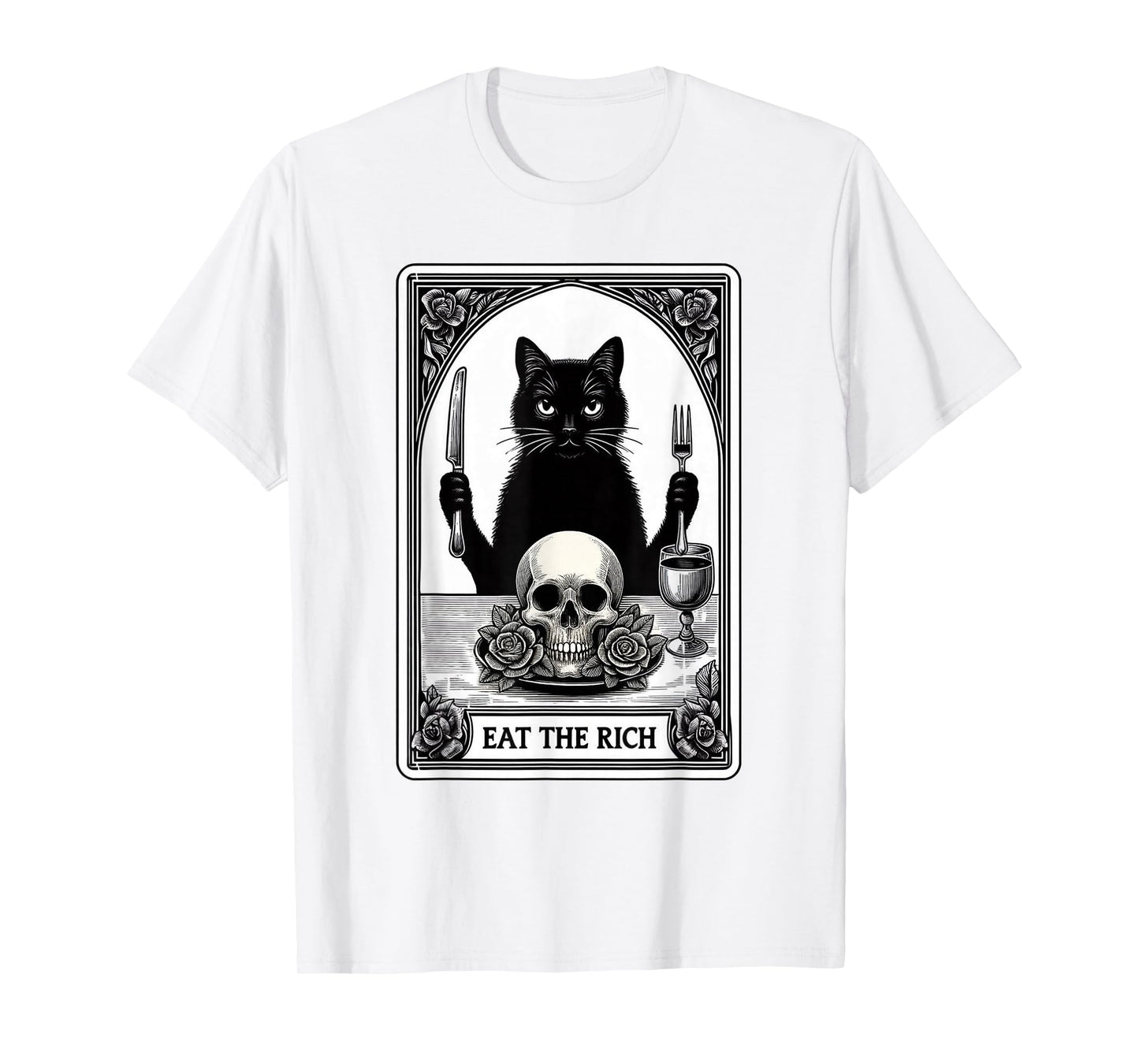 Cat Lover Black Cat Person Funny Eats The Rich Tarot Card T-Shirt