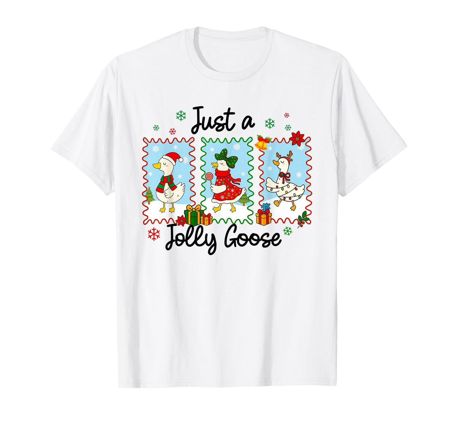 Cute Just A Merry Goose Christmas, Funny Xmas Men Women Kids T-Shirt