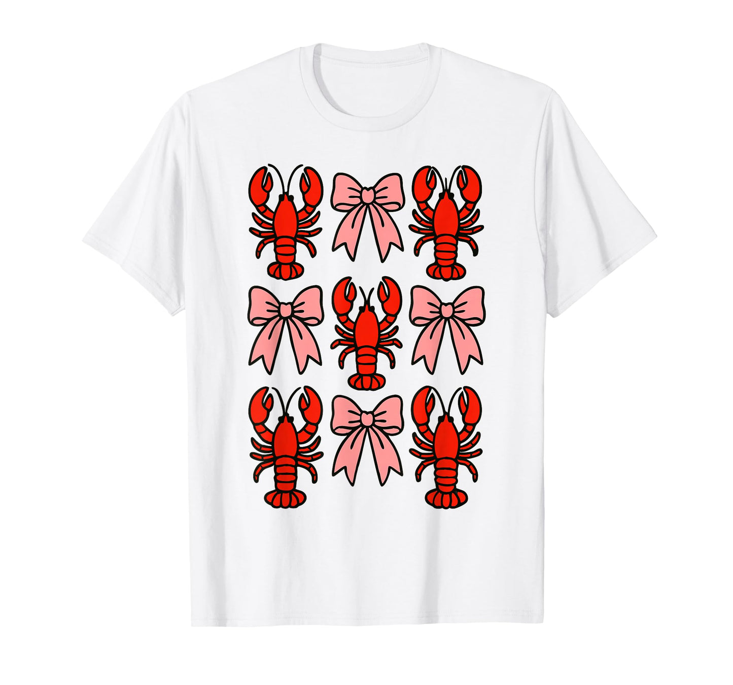 Coquette Lobster Pink Bow Clean Girl Retro Aesthetic T-Shirt