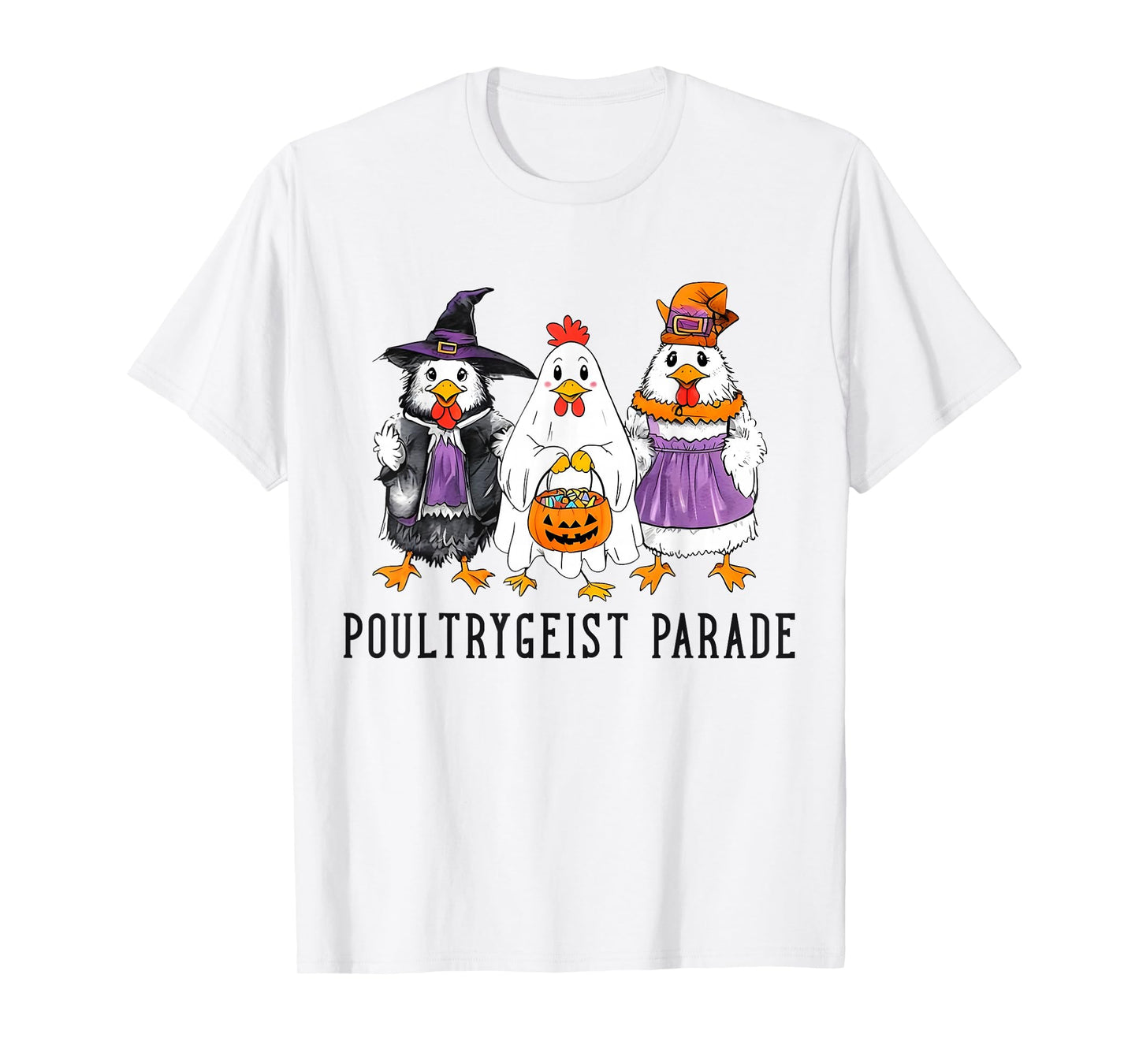 Funny Halloween Spooky Chicken Crew Poultrygeist Parade T-Shirt