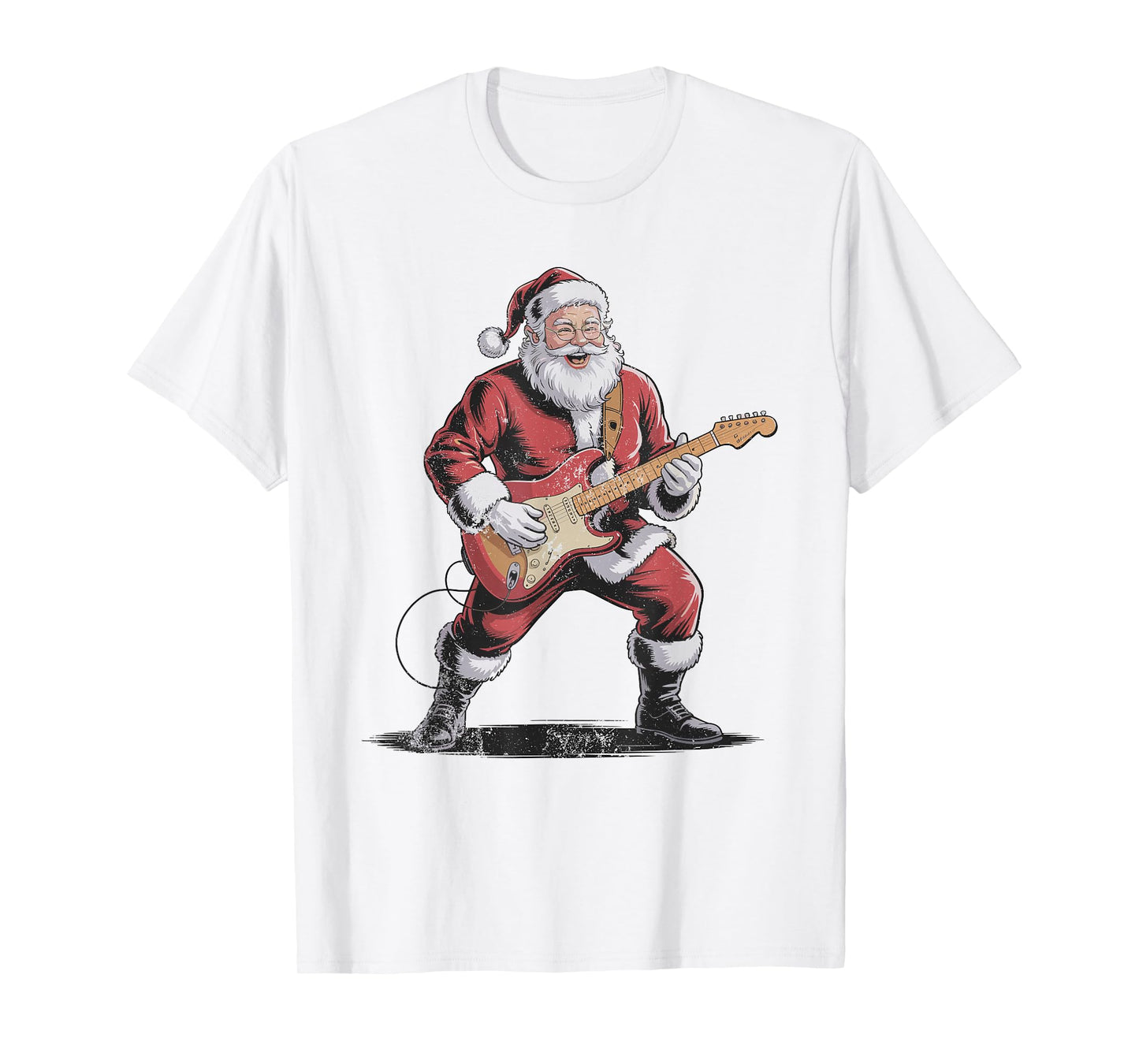 Vintage Santa Playing Electric Guitar Retro 90s Chrismas T-Shirt
