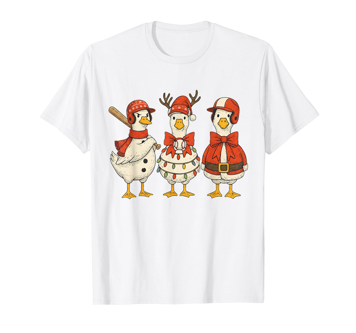 Preppy Goose Baseball Christmas Crew Santa Goose Baseball T-Shirt