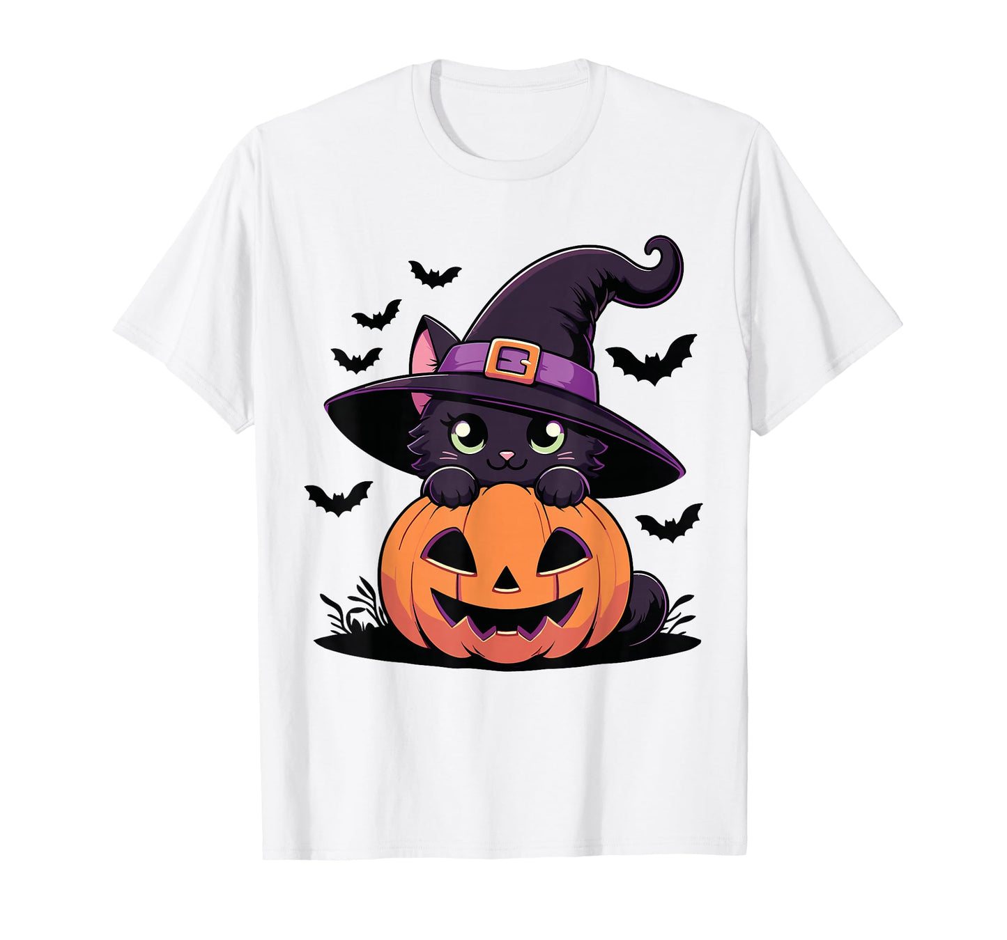 Retro Black Cat Pumpkin Halloween Costume Fall Autumn Season T-Shirt