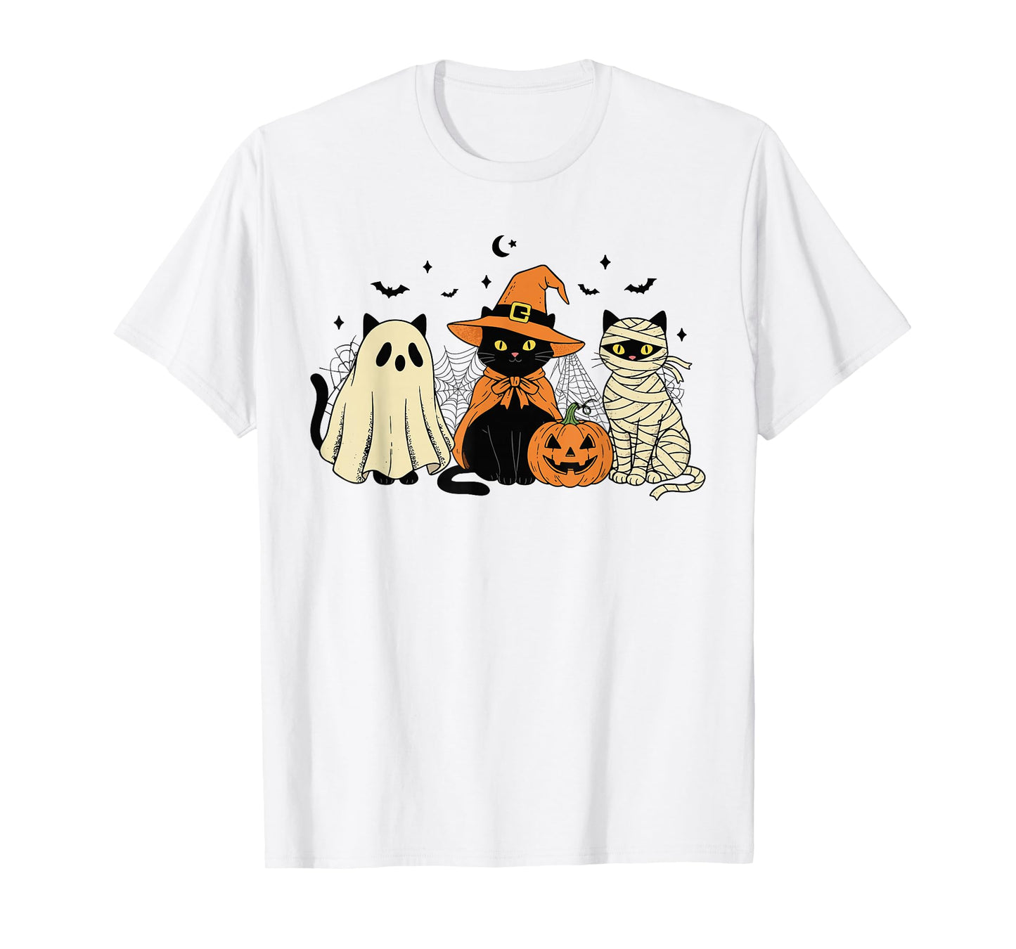 Cute Black Cat Witch Mummy Ghost Costume Women Men Halloween T-Shirt