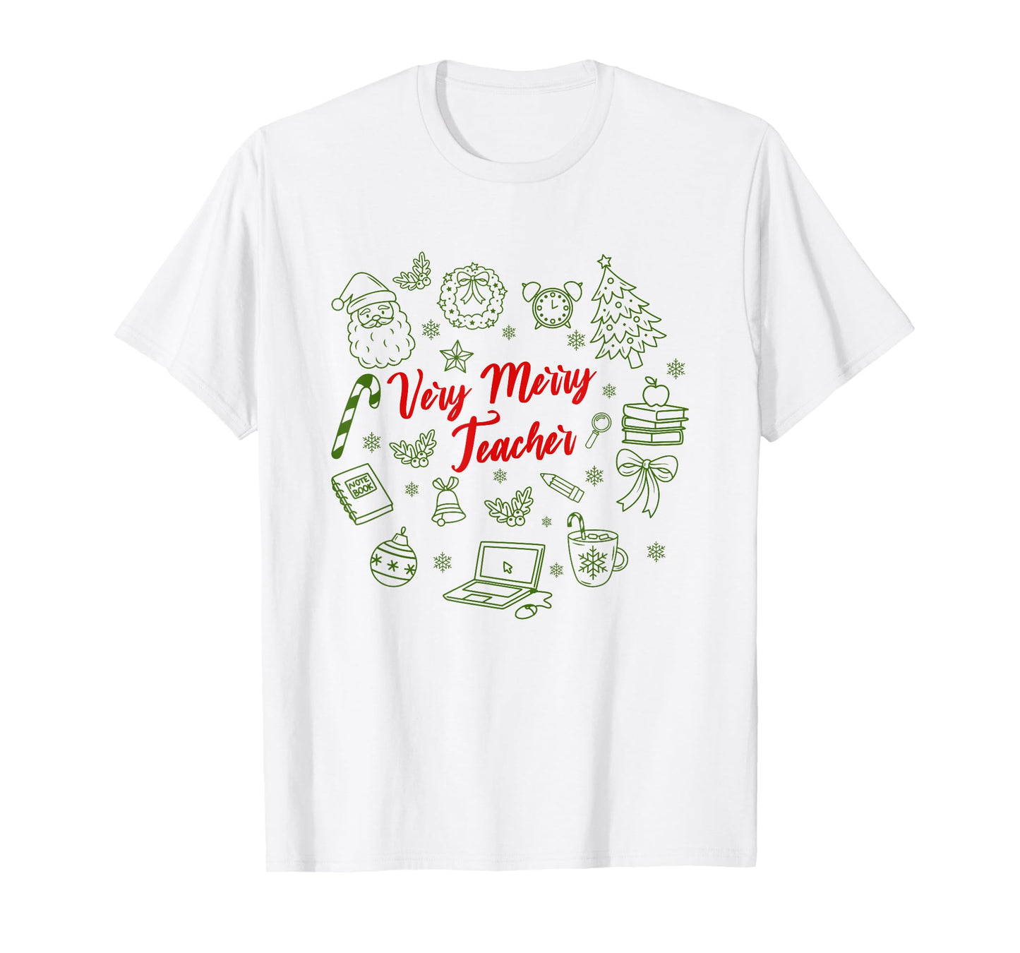 Very Merry Teacher, Christmas School, Teaching Christmas Tee T-Shirt
