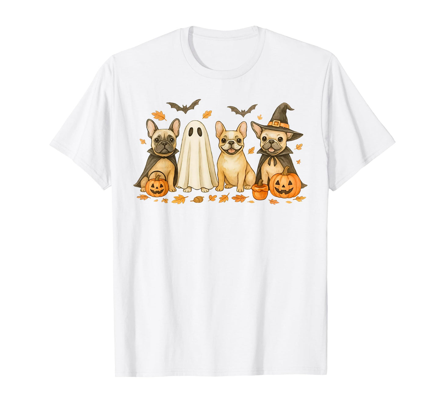 French Bulldog Ghost Witch Pumpkins Halloween Dog Costume T-Shirt