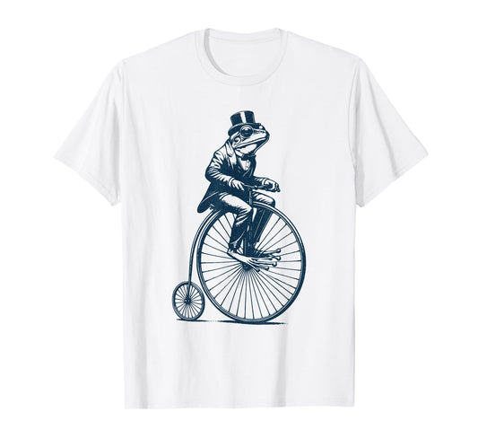 Dapper Frog riding a Vintage Penny-Farthing Bicycle Cyclist T-Shirt