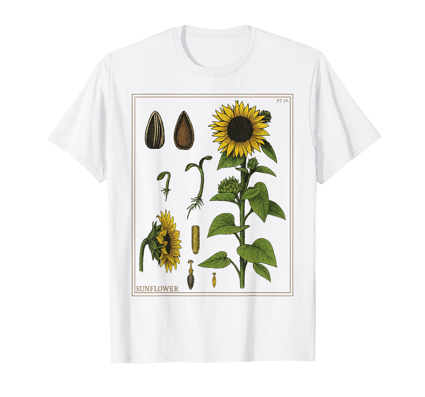 Vintage Botanical Sunflowers Floral Summer Plant T-Shirt