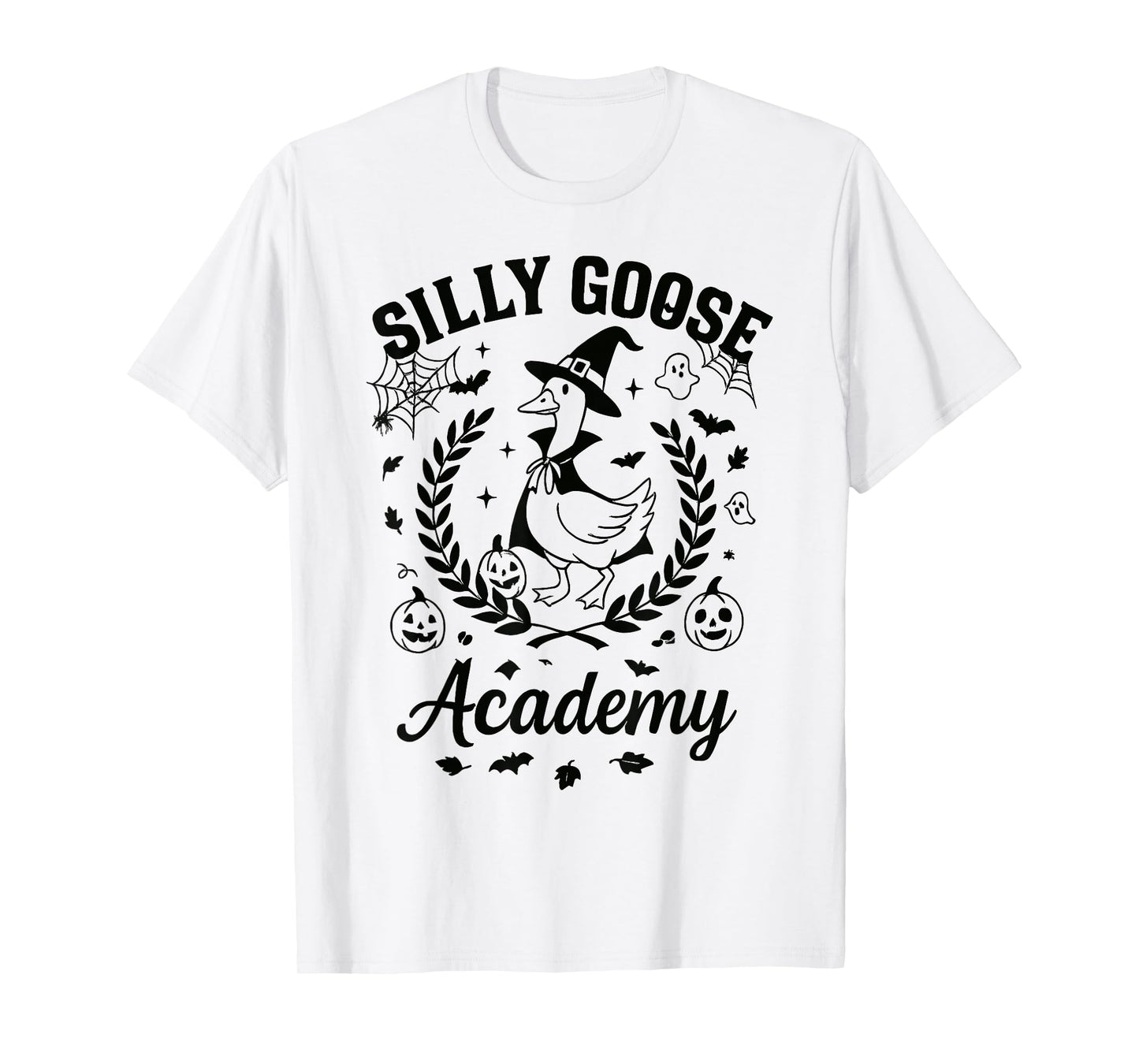 Silly Goose Academy Funny Witch Halloween Spooky Goose T-Shirt