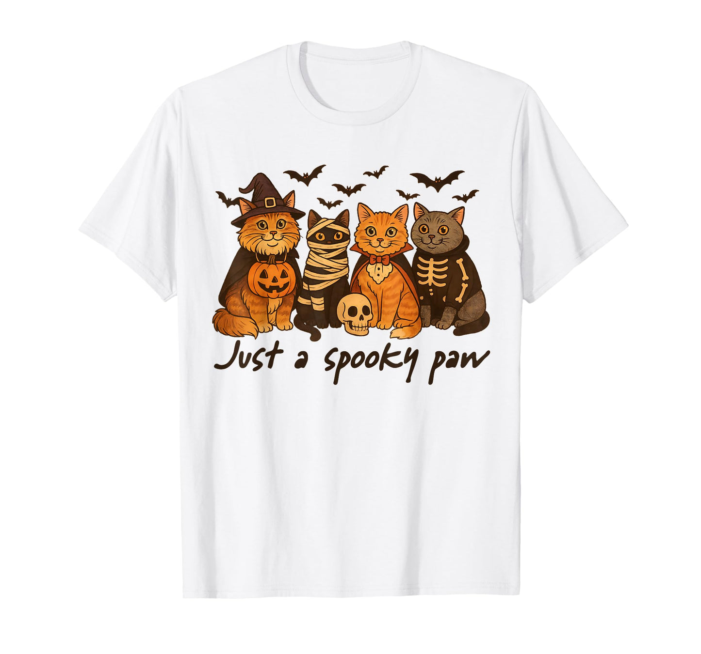 Just A Spooky Paw Cute Halloween Cats Funny Costume T-Shirt