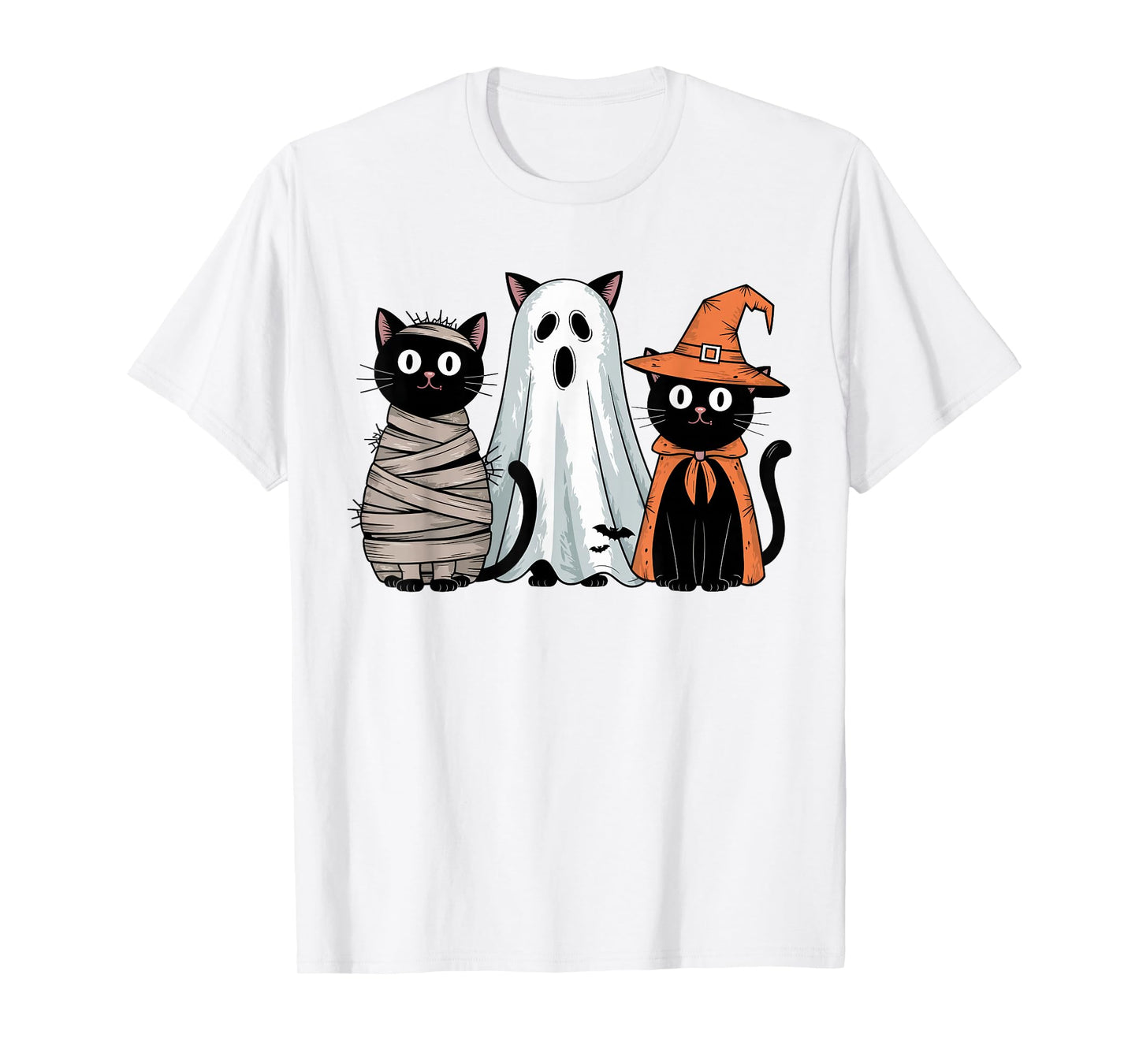 Funny Halloween Retro Trio of Black Cats Pumpkin Spooky T-Shirt
