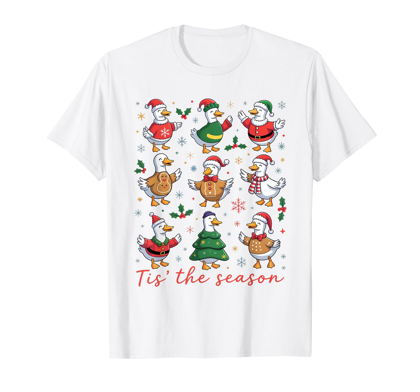 Retro Silly Goose Santa Cute Merry Christmas Tis The Season T-Shirt