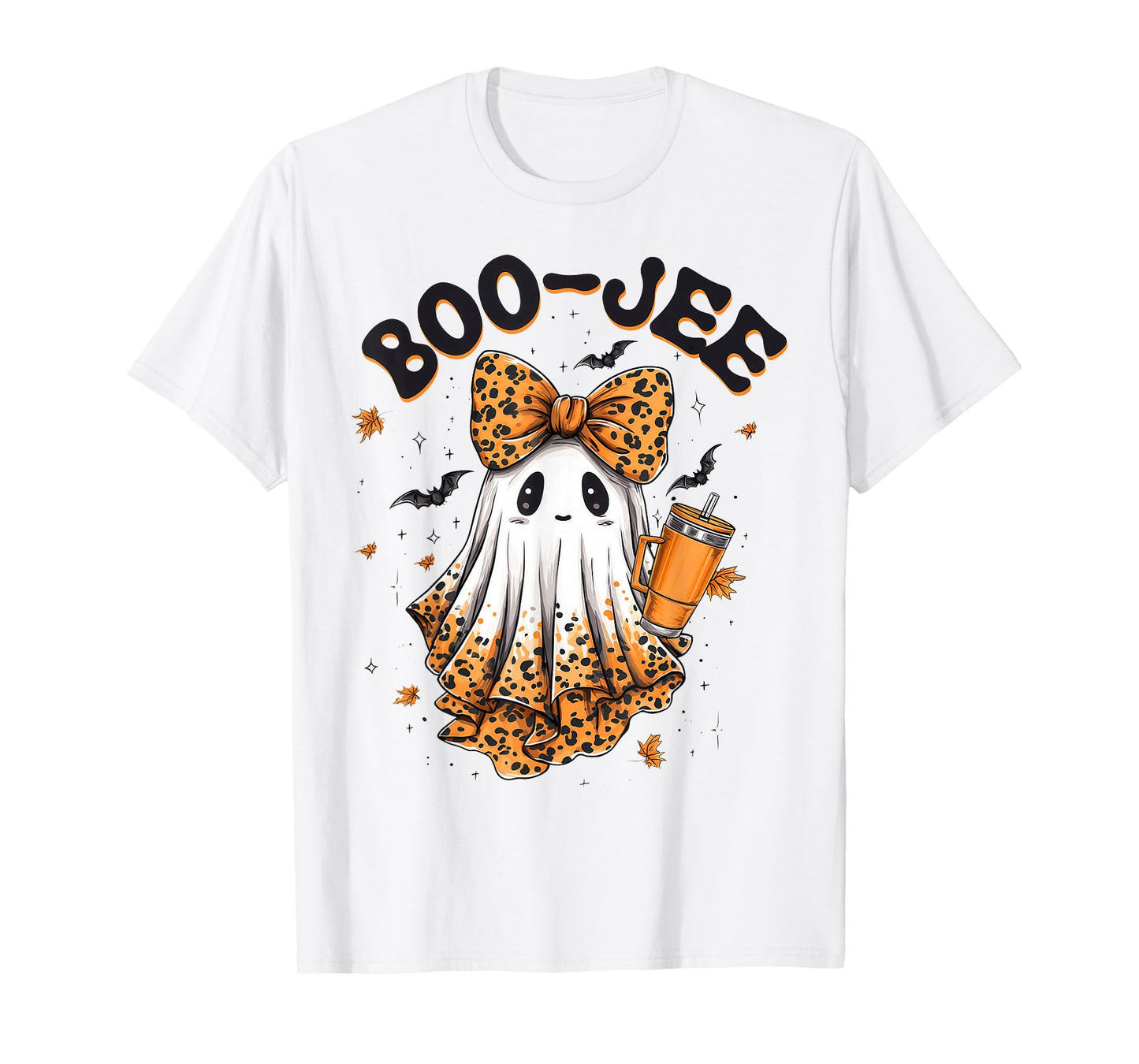 Coquette Leopard Ghost Coffee Boo-JEE Halloween Boujee Ghost T-Shirt