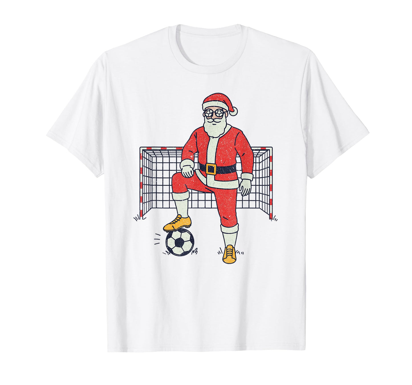 Santa Playing Soccer Christmas Vintage Funny Xmas Holiday T-Shirt