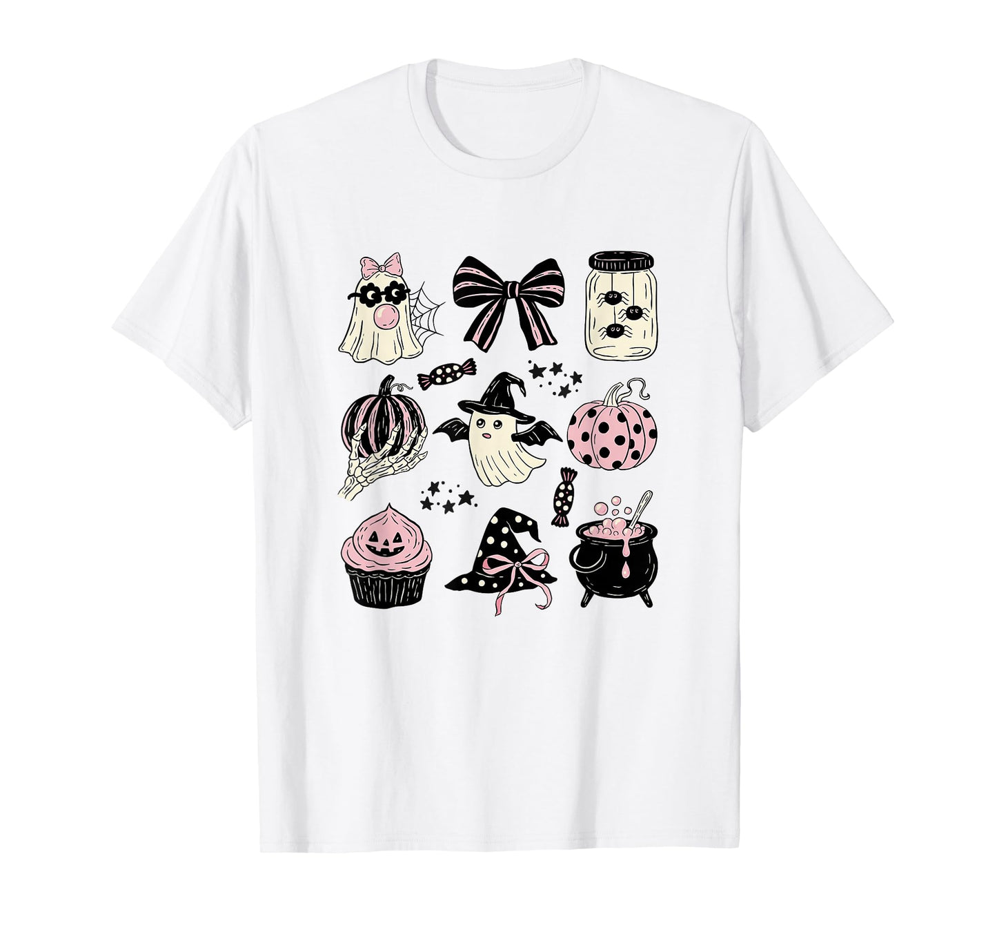 Cute Spooky GhostsPumpkins Witchy Fun Halloween Aesthetic T-Shirt