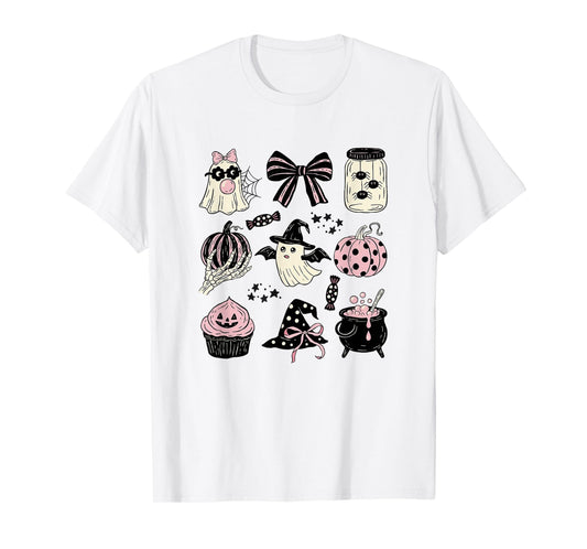 Cute Spooky GhostsPumpkins Witchy Fun Halloween Aesthetic T-Shirt