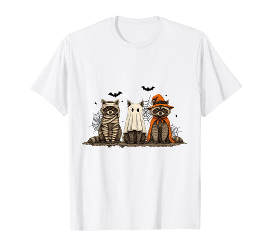 Cute Spooky Halloween Raccoons Men Women Kids Funny Raccoon T-Shirt