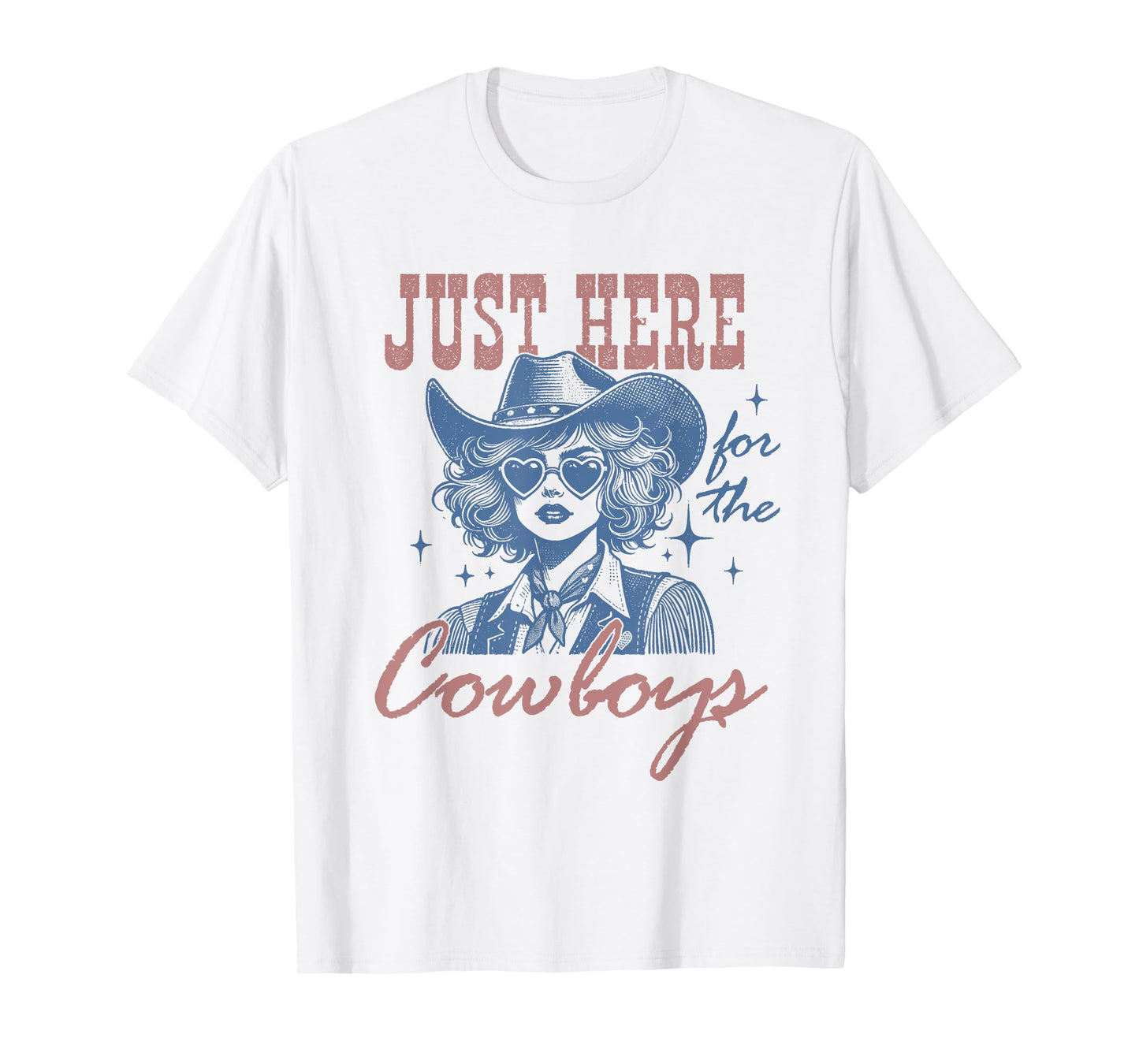 Retro Cowgirl Shirt Just Here for the Cowboys Western Rodeo T-Shirt