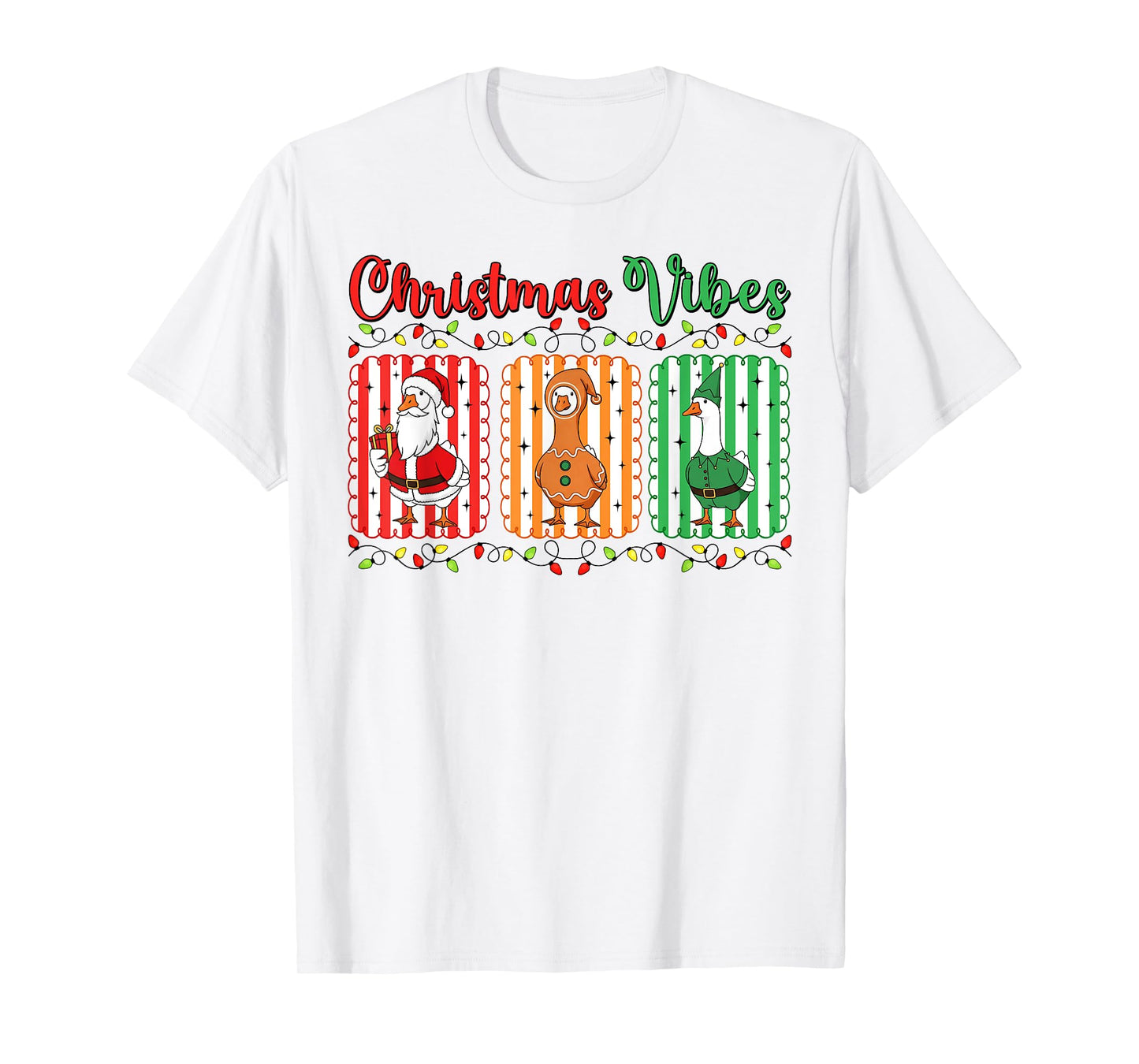Funny Christmas Vibes Goose Santa Elf Xmas Festive Holiday T-Shirt