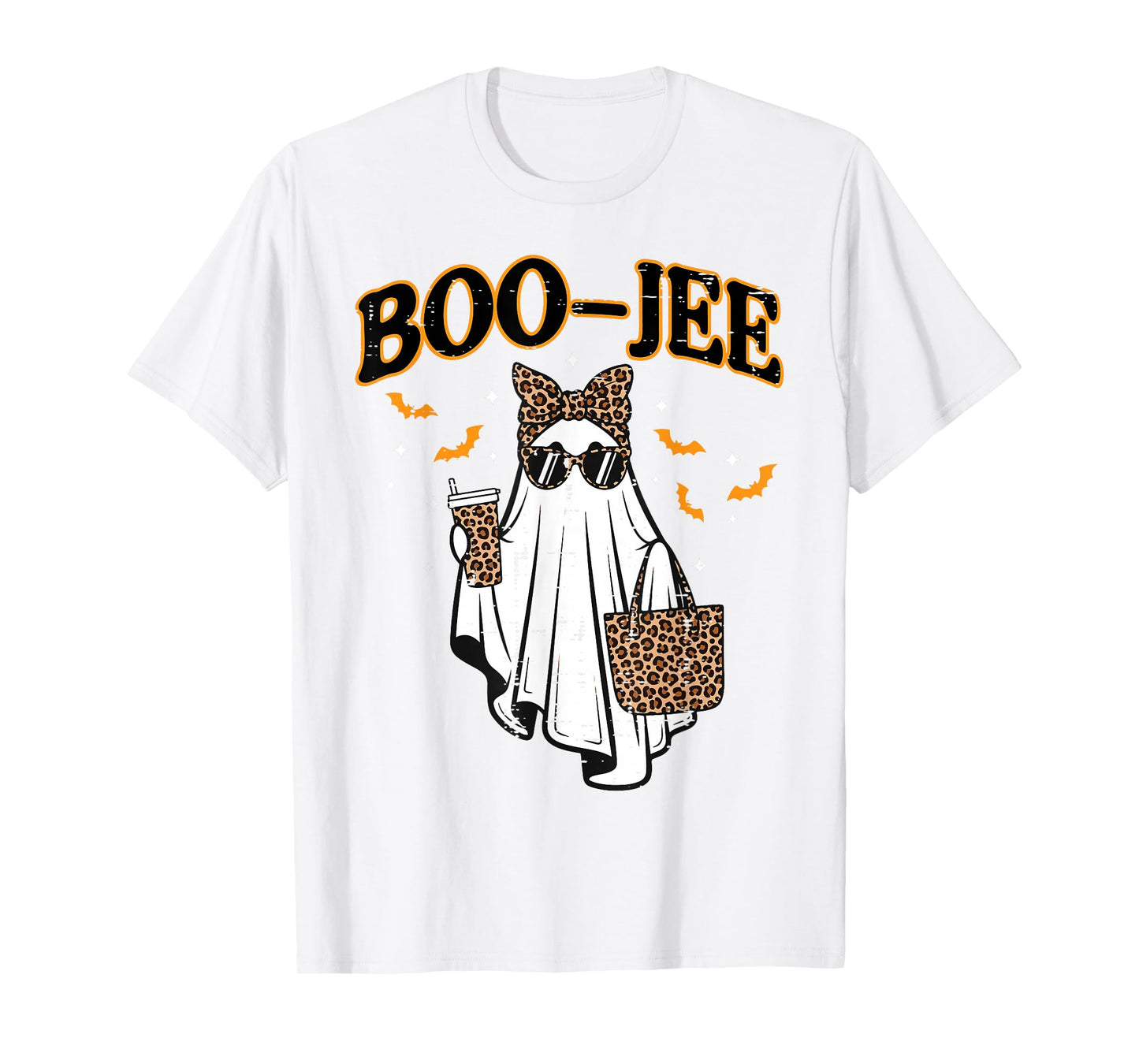 Boojee Coquette Leopard Ghost Coffee Halloween Girls Women T-Shirt