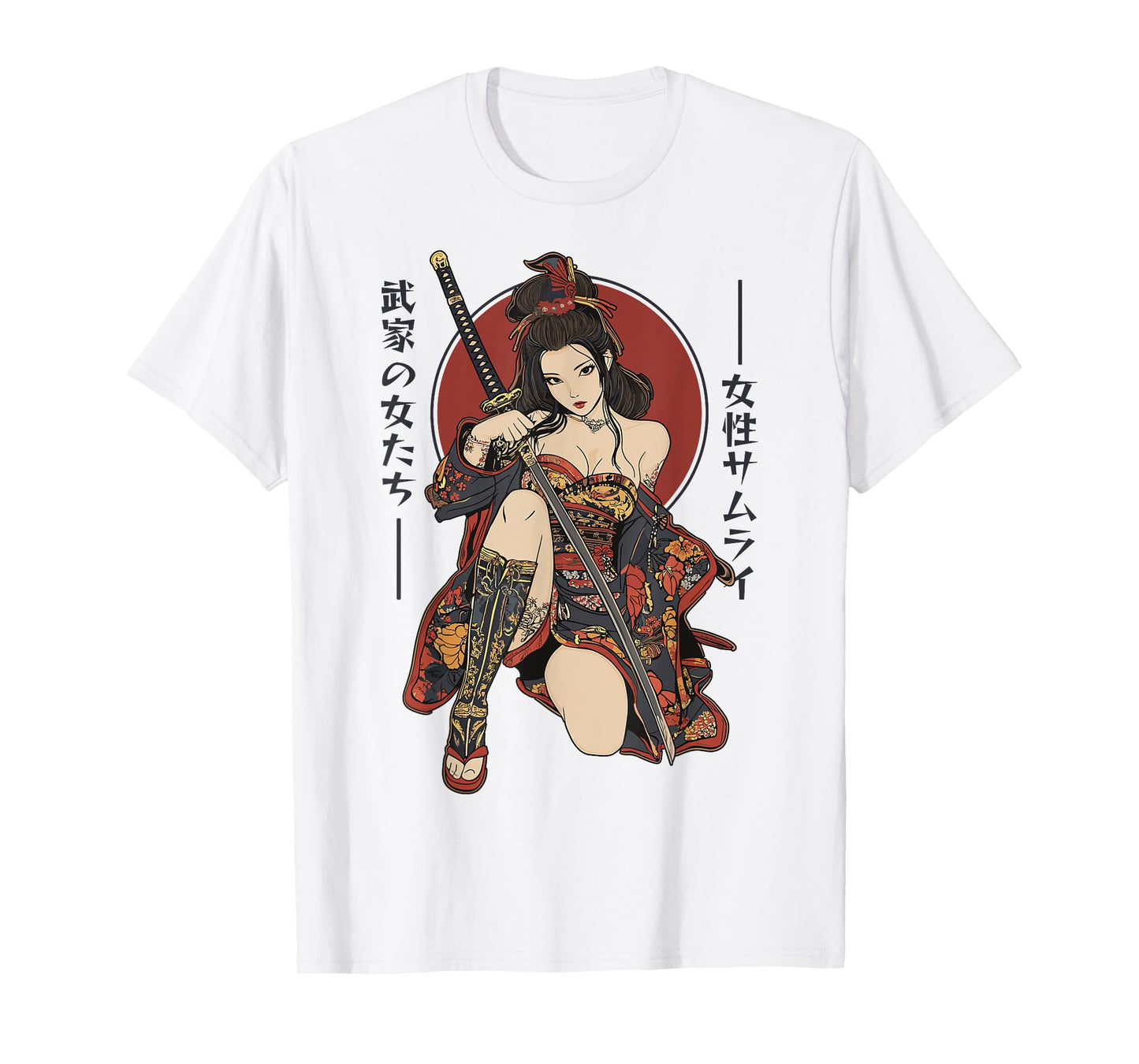Samurai Warrior Waifu Girl Japanese Ukiyo-e Manga Samurai T-Shirt