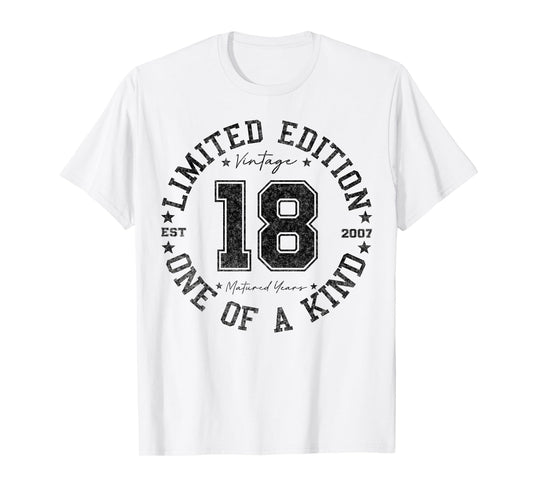 18 Year Old Gifts Vintage 2007 Limited Edition 18th Birthday T-Shirt