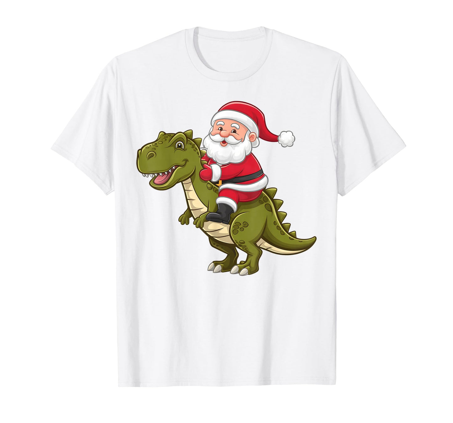 Christmas Santa Riding Dinosaur Cute Xmas Graphic Boys Kids T-Shirt