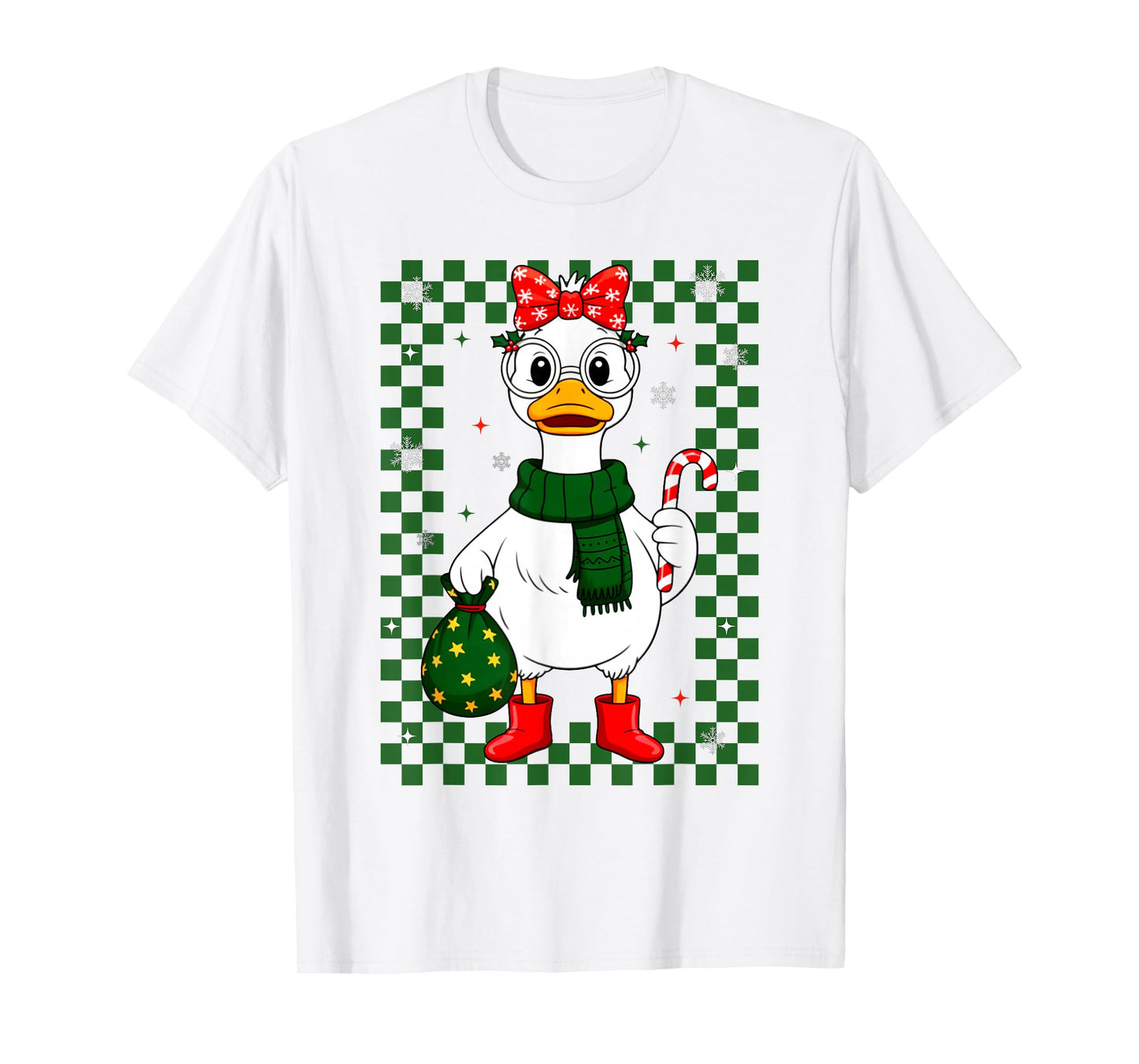 Christmas Candy Cane Goose Matching Couple Xmas Boys Girls T-Shirt