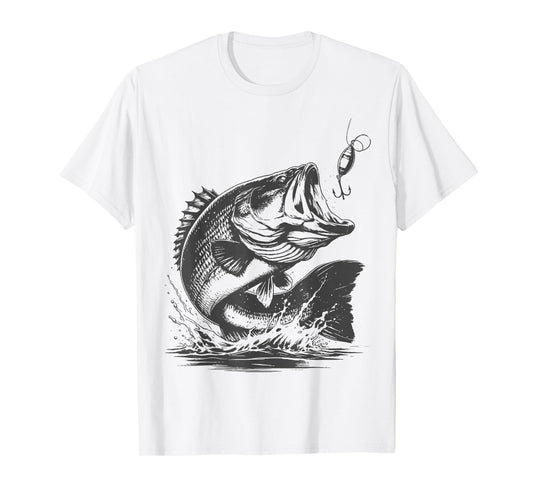 Vintage Bass Fishing Fishing Graphic Large Mouth Bass Fish T-Shirt