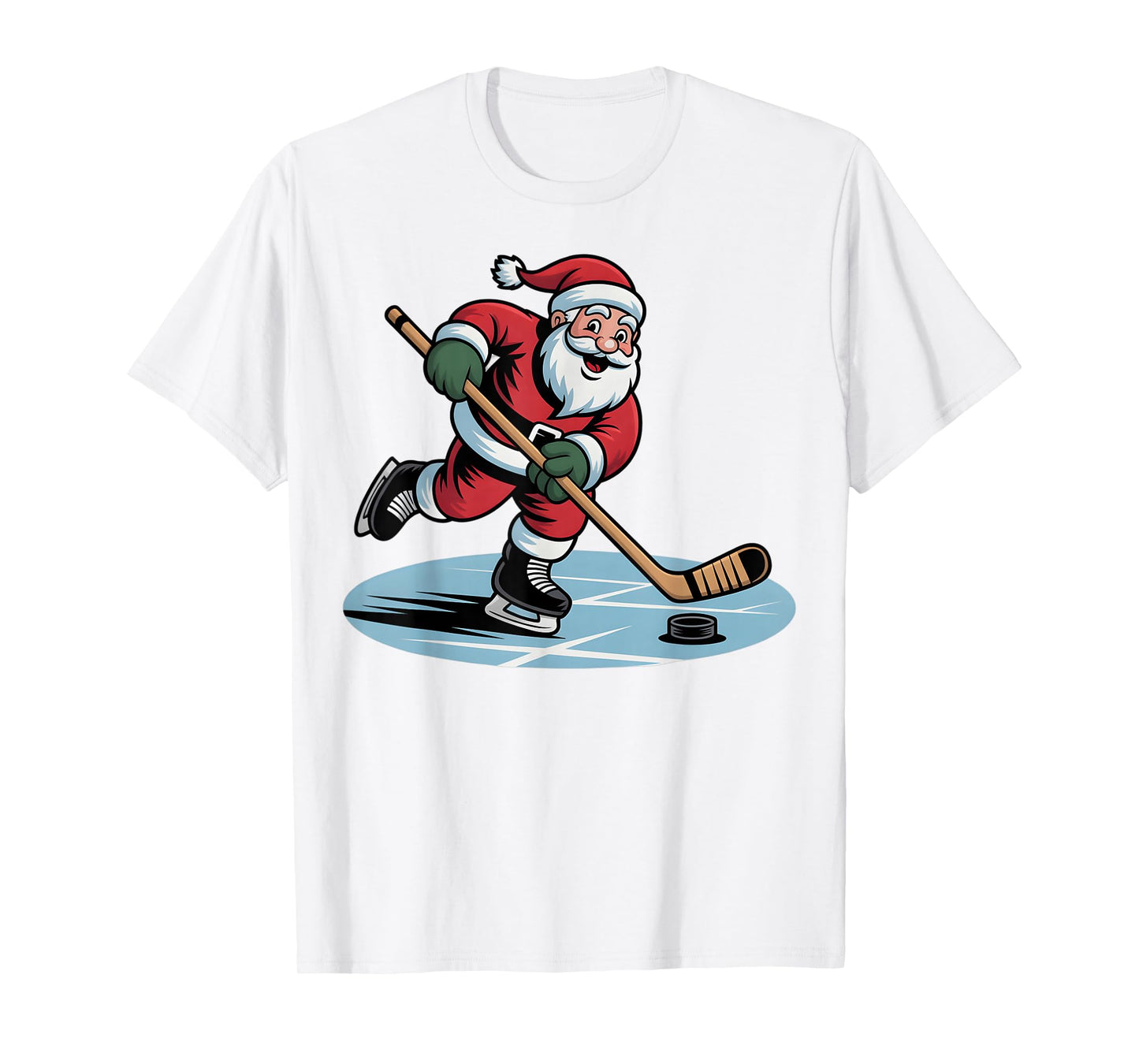 Christmas Ice Hockey Player Santa Funny Xmas Boys Kids T-Shirt