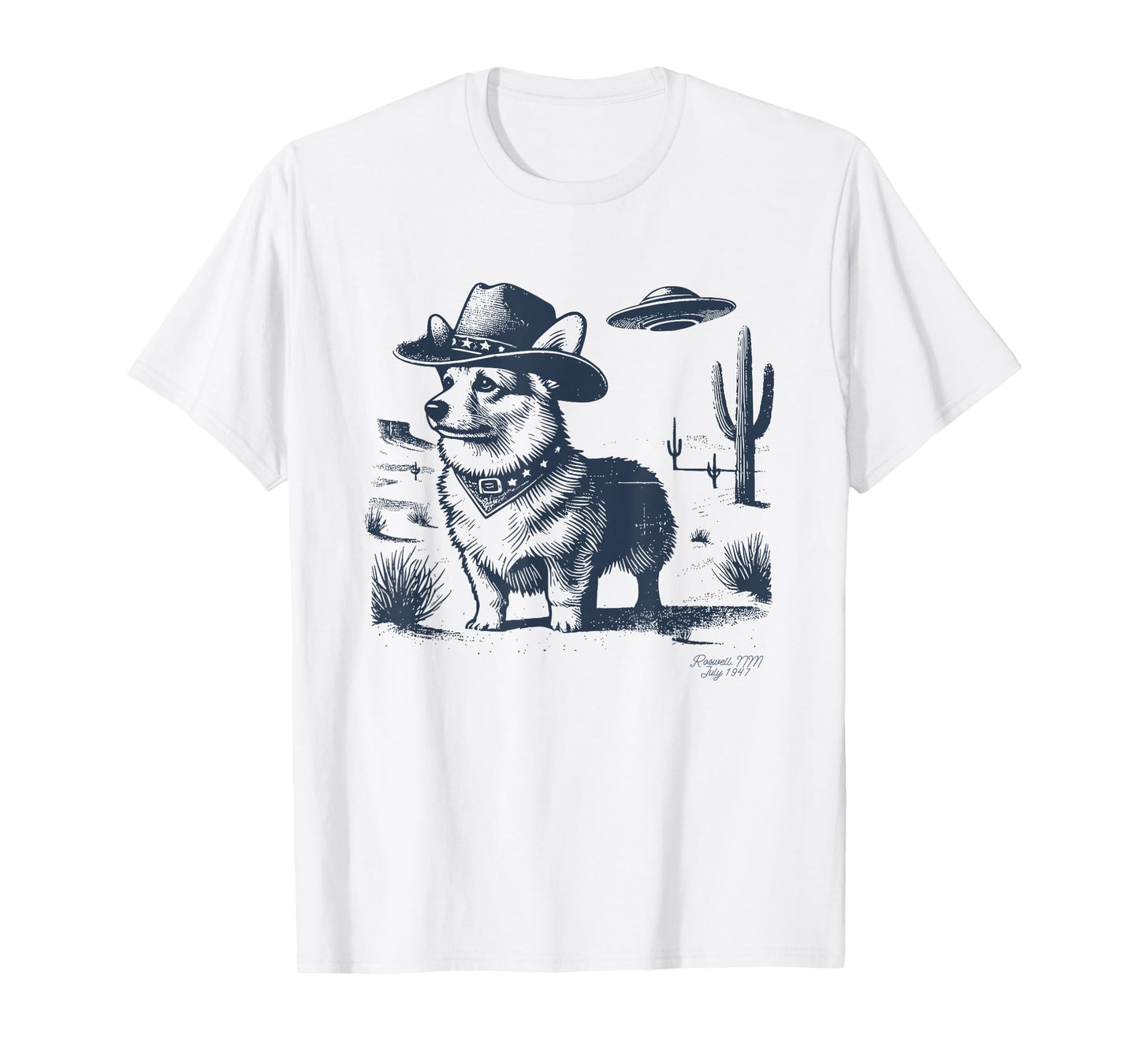 Corgi Cowboy, UFO Corgi Cowboy Hat, Corgi Mom, Corgi Dad T-Shirt
