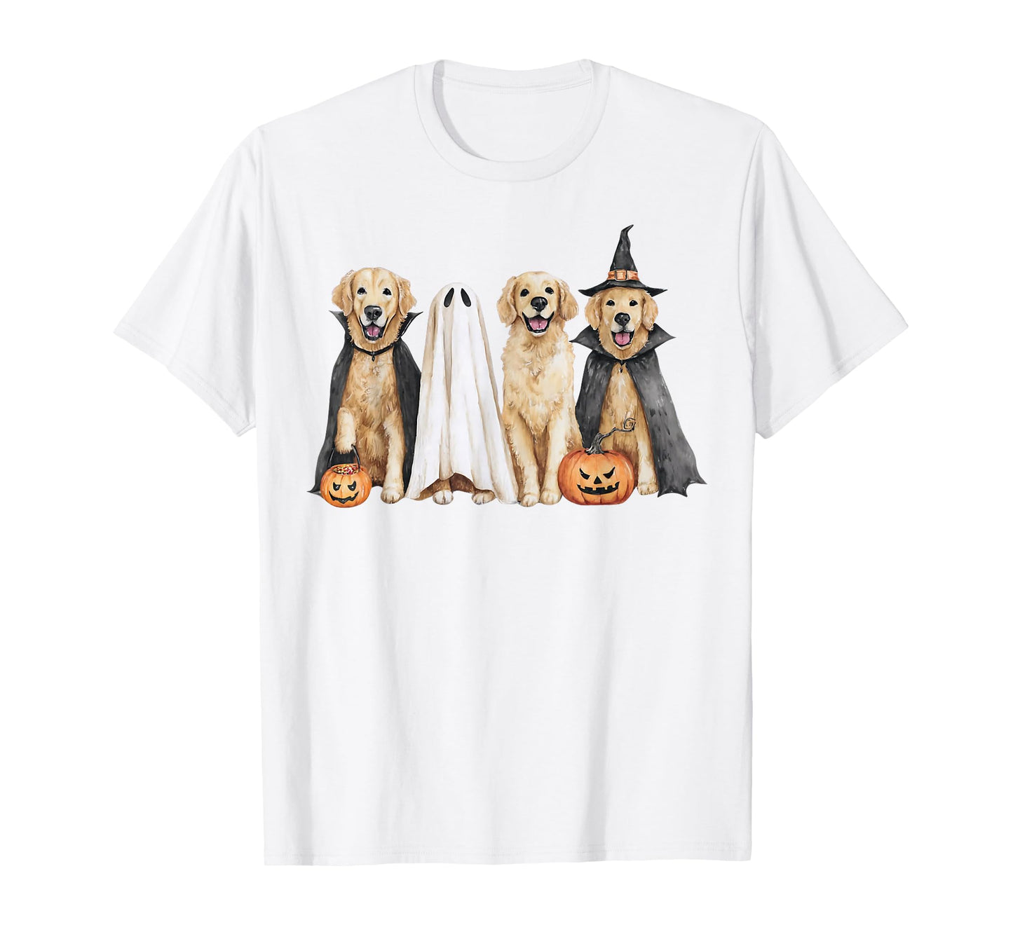 Golden Retriever Ghost Dog Halloween Golden Retriever Witch T-Shirt