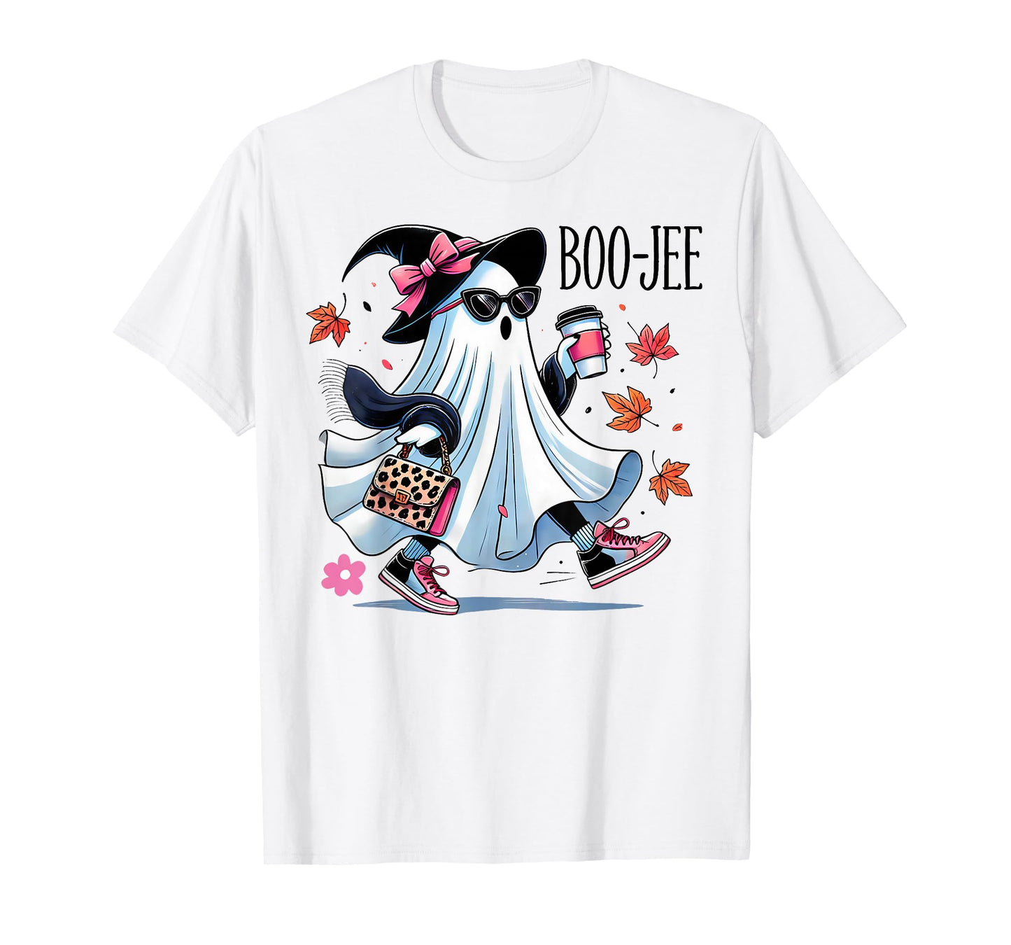 Coquette Leopard Ghost Boo-JEE Boujee Funny Ghost Halloween T-Shirt
