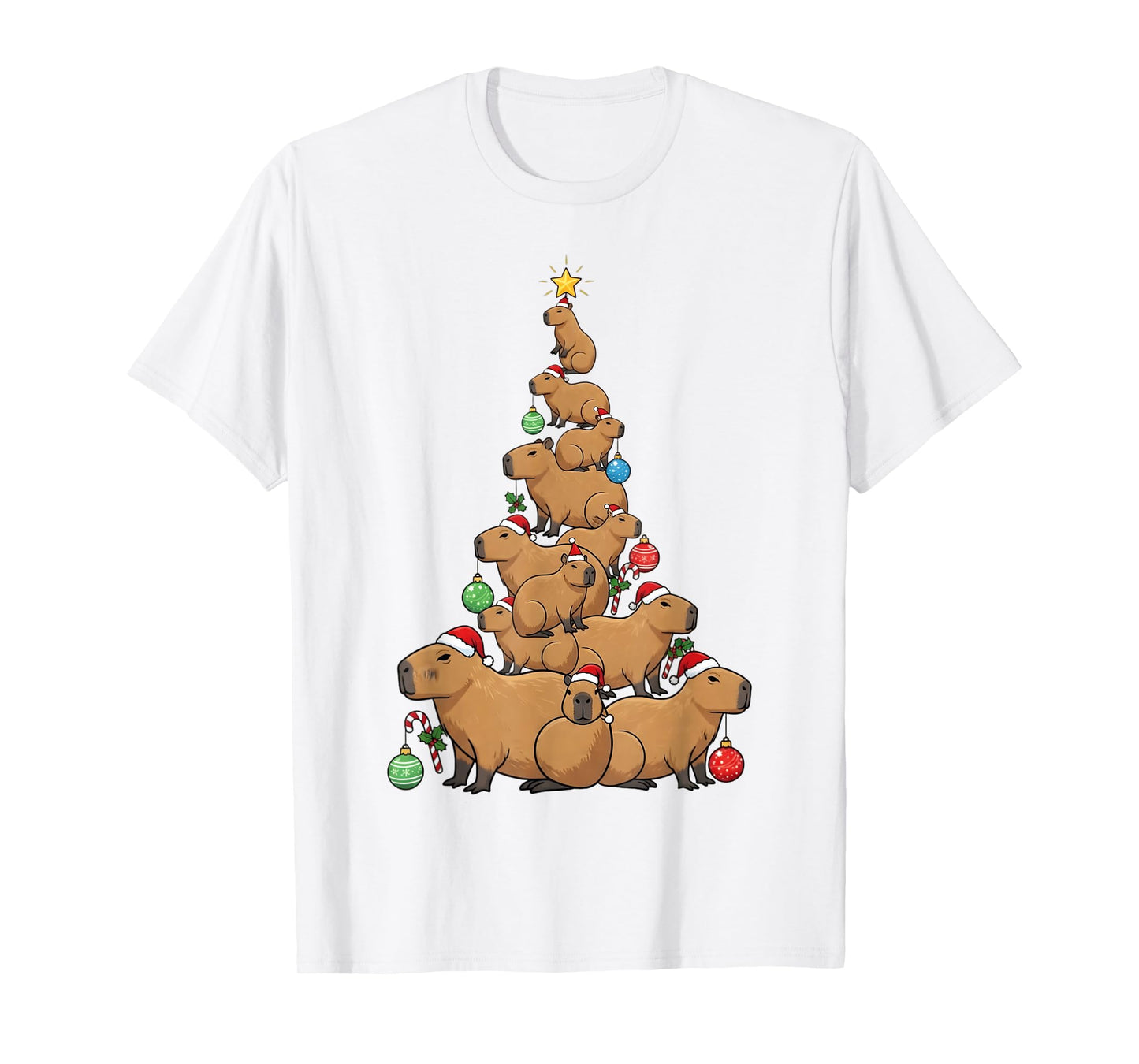 Cute Capybara Lovers Christmas Tree Santa Xmas Boys Kids Men T-Shirt