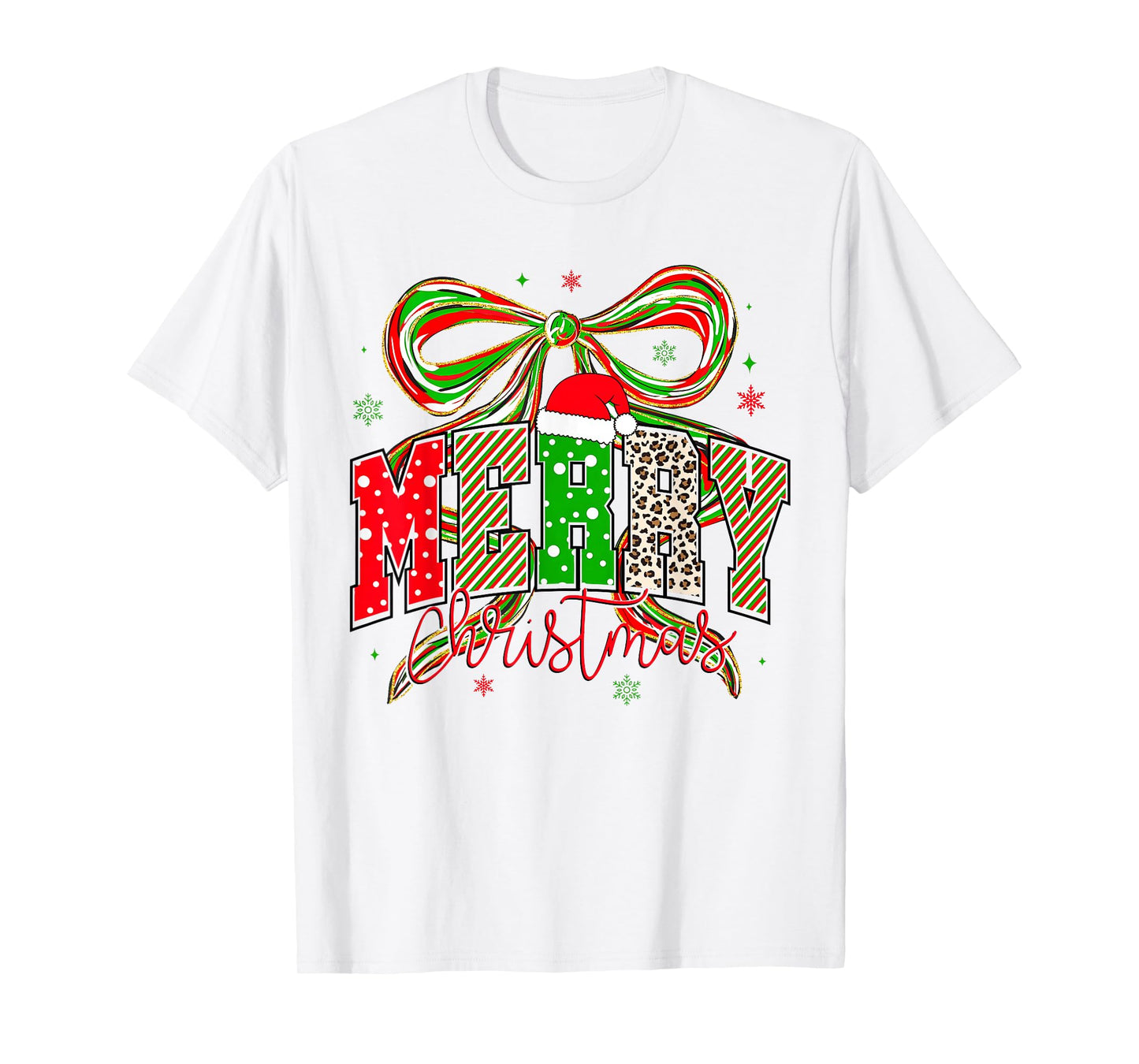 Coquette Bow Pink Christmas Tree Merry Xmas Girl Women T-Shirt