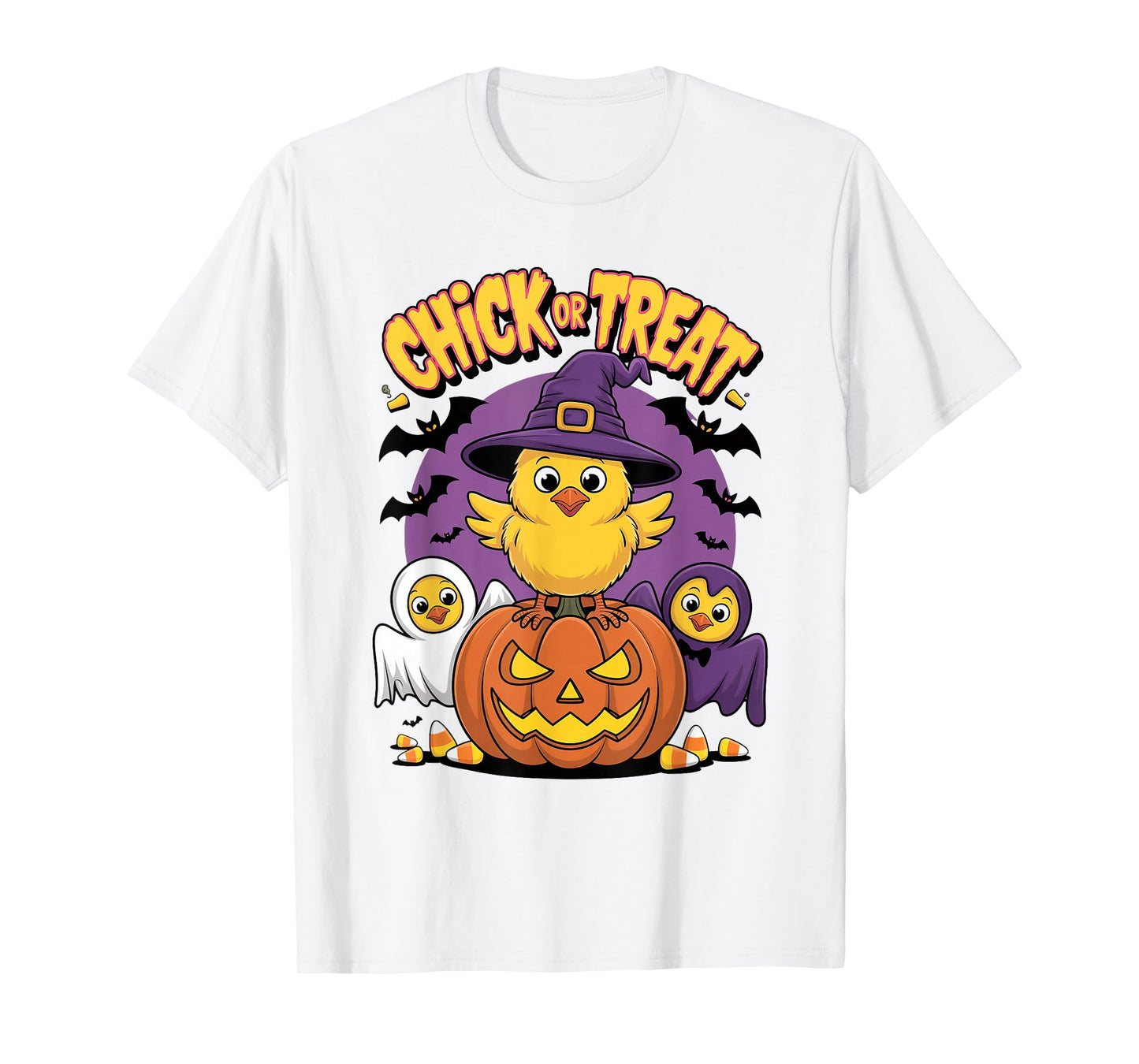 Chick or Treat Halloween Pumpkin Cute Spooky Witch, Ghost T-Shirt