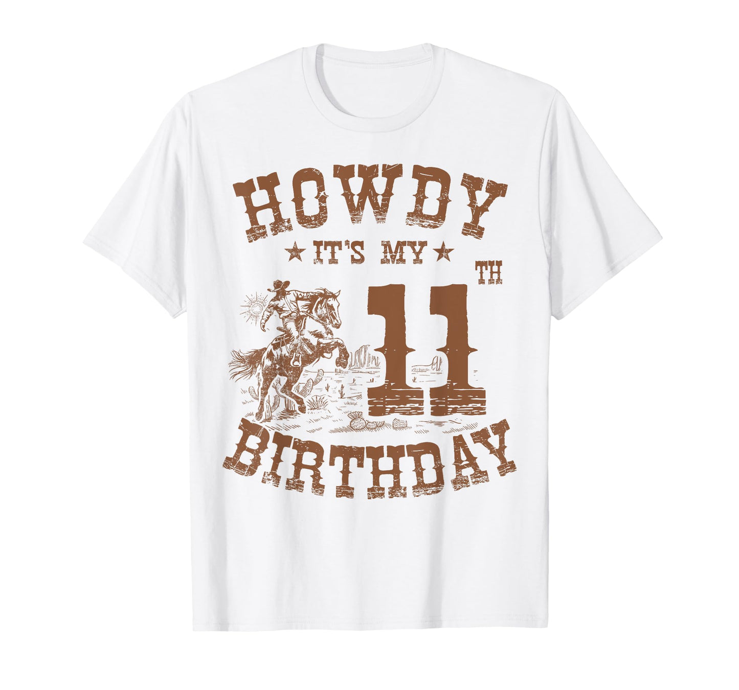 Howdy It's My 11th Birthday Western Cowboy 11 Years Old Bday T-Shirt