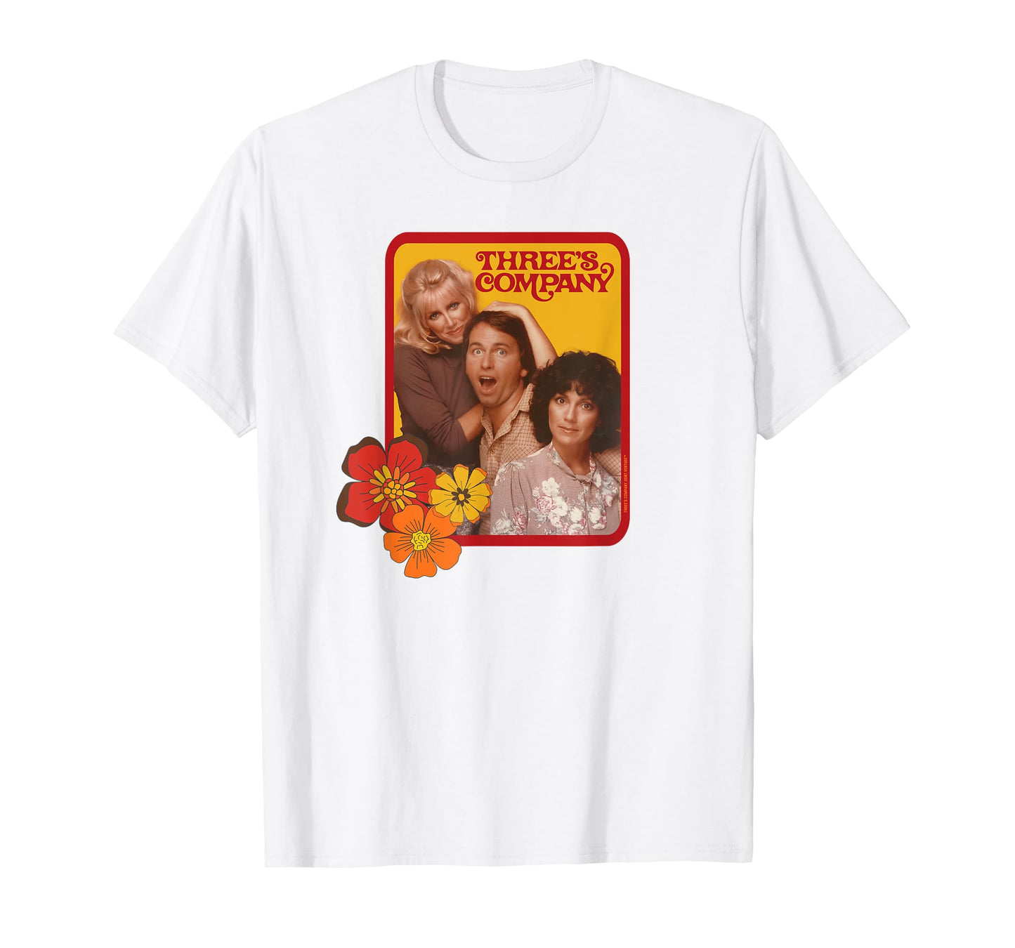 Jack & Janet & Chrissy Three's Company Retro Floral Graphic T-Shirt