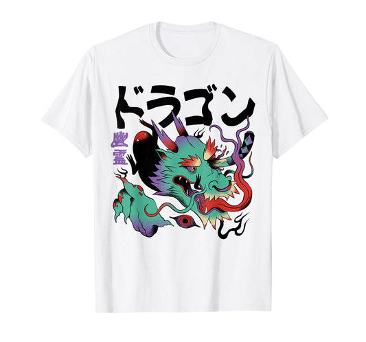 Weirdcore Psychedelic Trippy Japanese Surreal Yokai Dragon T-Shirt