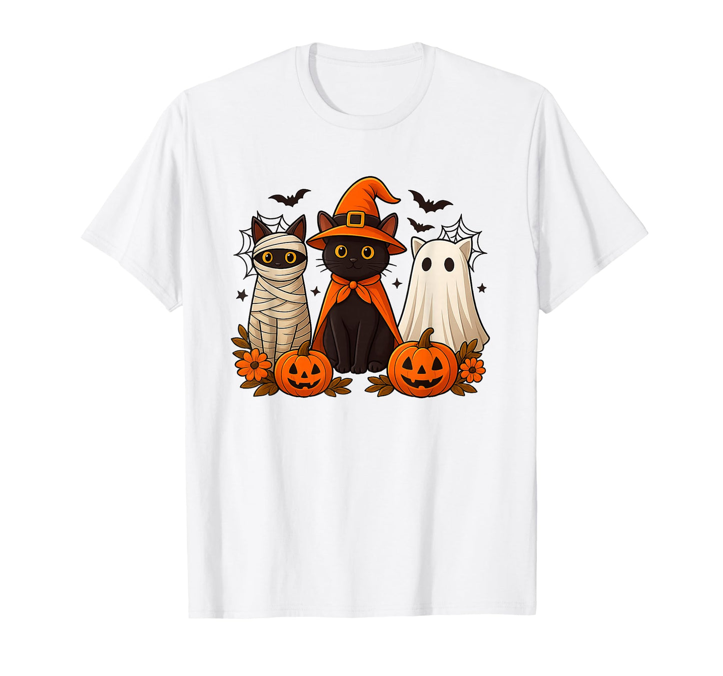 Halloween Black Cat Witch Scary Pumpkin Women Men Kids T-Shirt